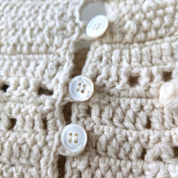 Sea New York Darcy Fringe Merino Wool Chunky Knit Ivory Sweater Womens Size XL - Picture 11 of 13